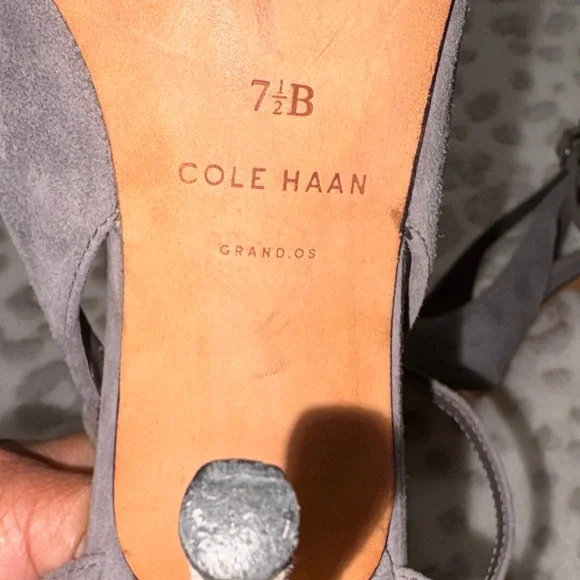 Cole Haan Dove Gray Suede Ankle Strap Heels - Picture 10 of 11